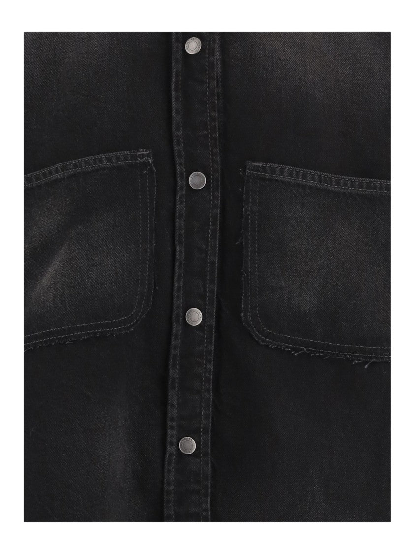 Haikure Black Denim Shirt With Classic Collar