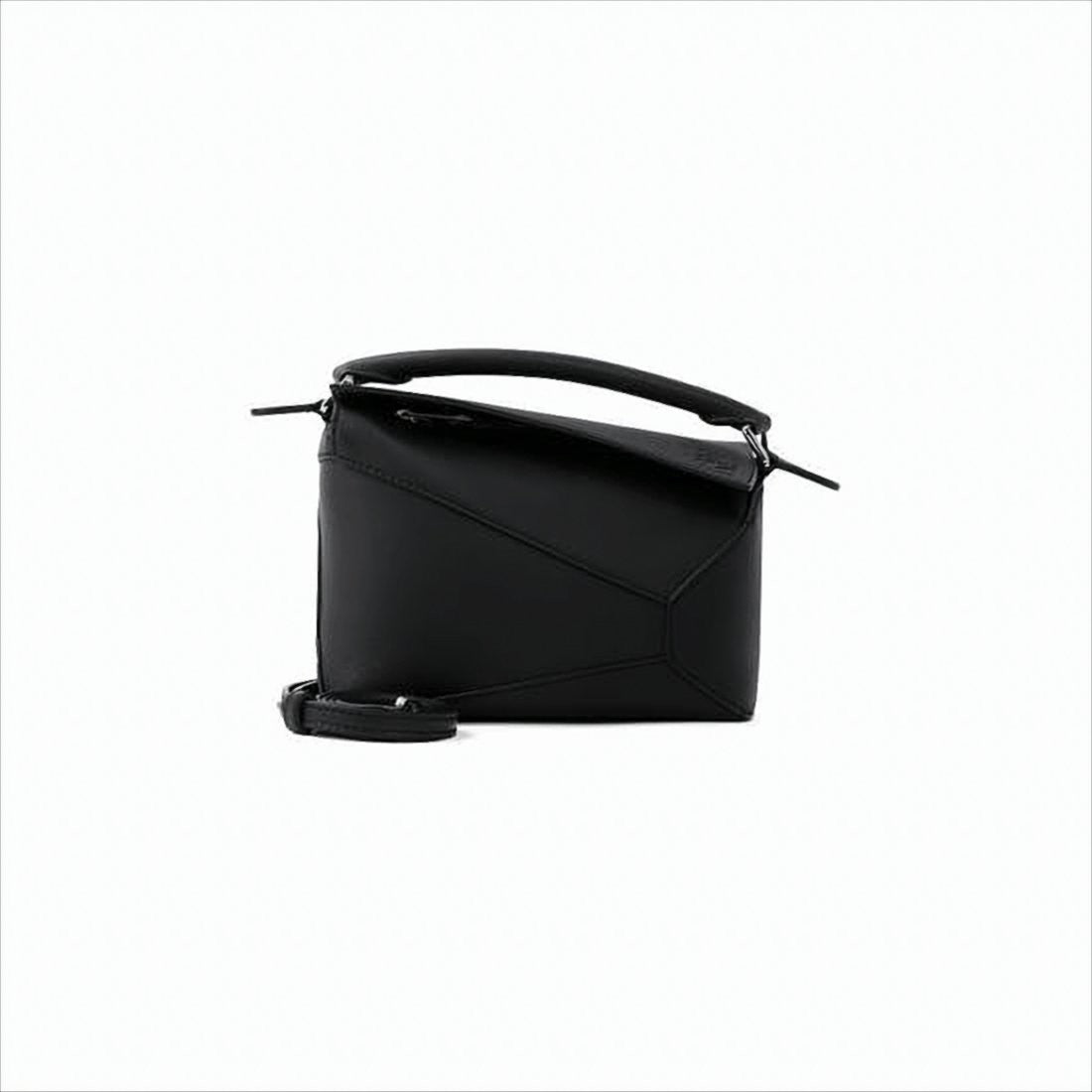 Loewe Structured Black Calf Leather Tote With Detachable Strap