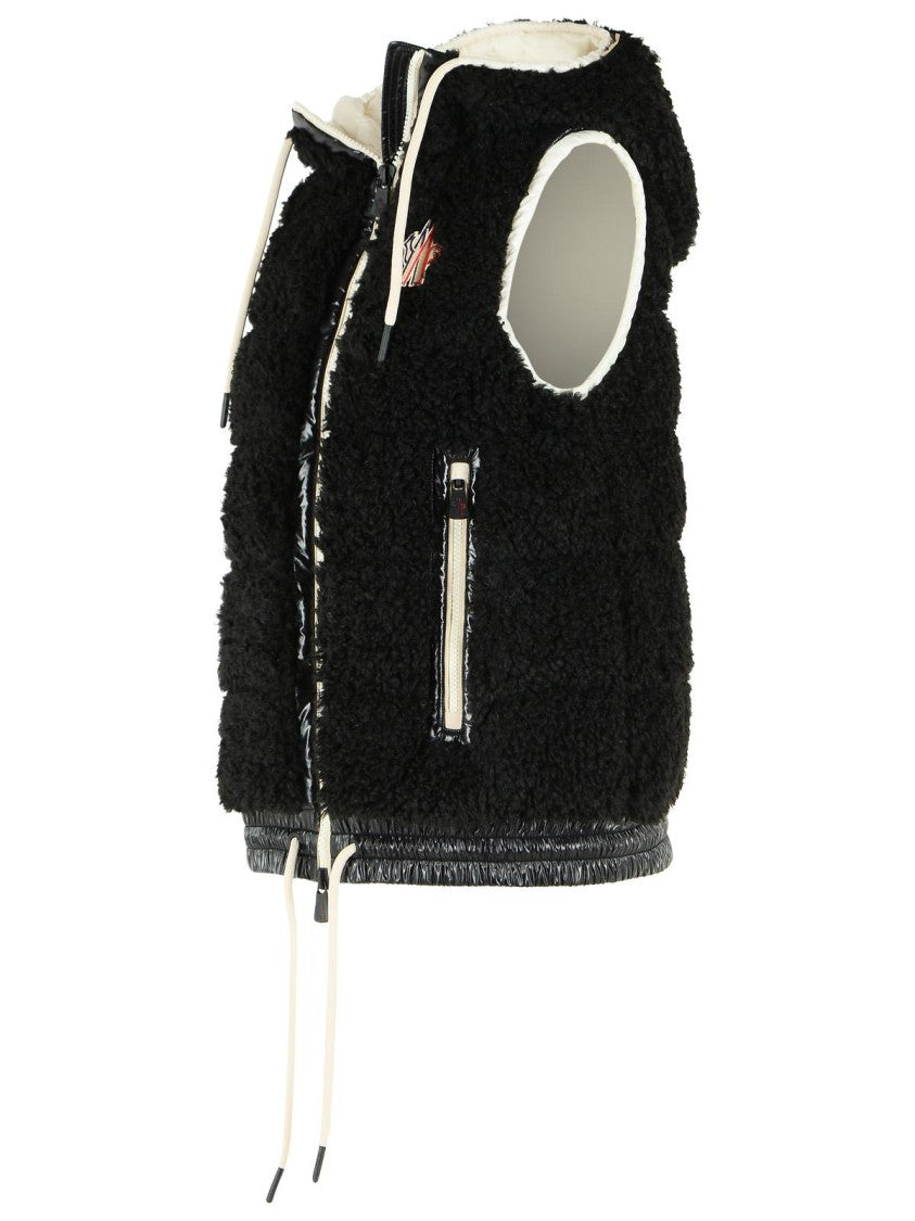 Moncler Grenoble Black Teddy-Style Hooded Polyester Insulated Vest