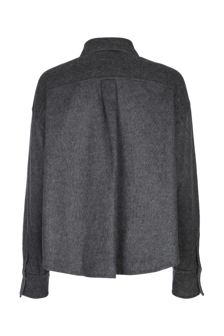 Brunello Cucinelli Textured Grey Shirt With Classic Collar
