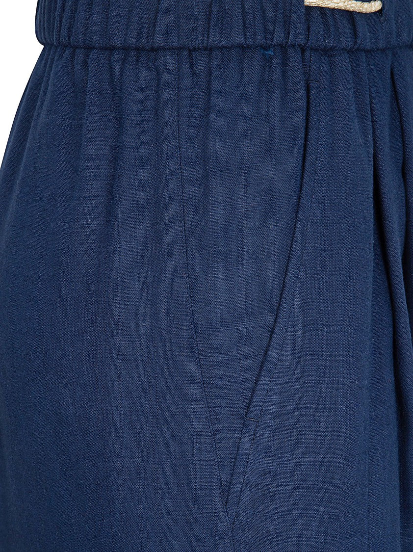 Herno Relaxed-Fit Navy Trousers With Elastic Waistband And Drawstring