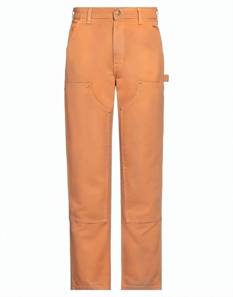 Not So Normal Straight-Cut Warm Orange Pants With Reinforced Details