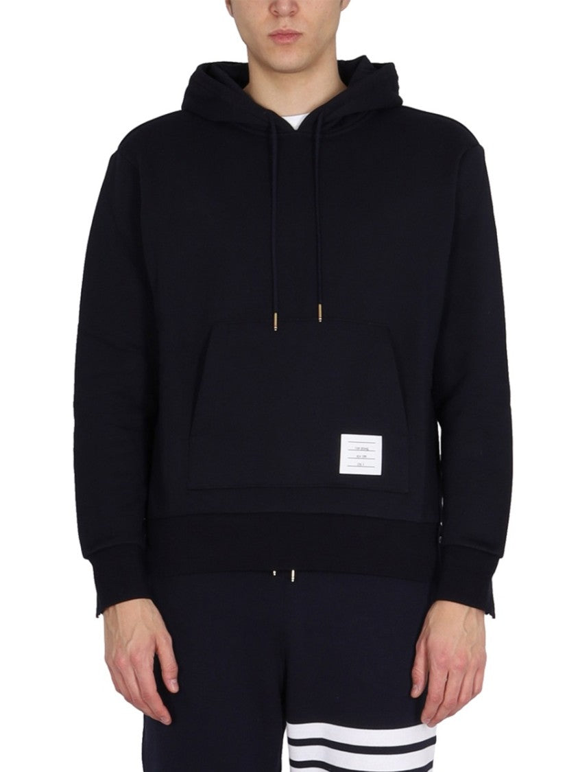 Thom Browne Drawstring Hoodie With Ribbed Cuffs