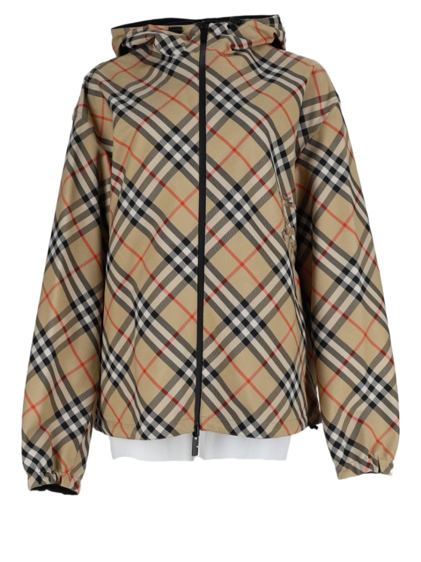 Burberry Checkered Hooded Zippered Jacket