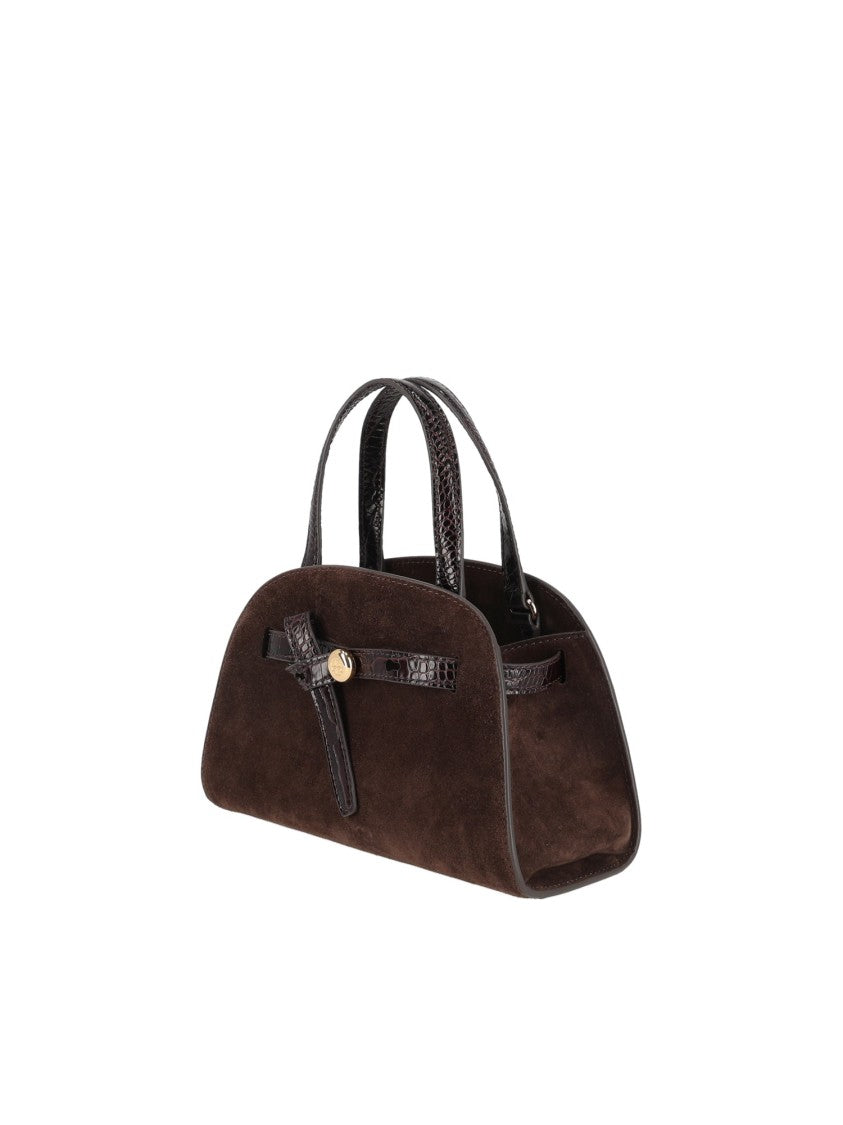 Tory Burch Romy Brown Suede Small Bauletto Bag