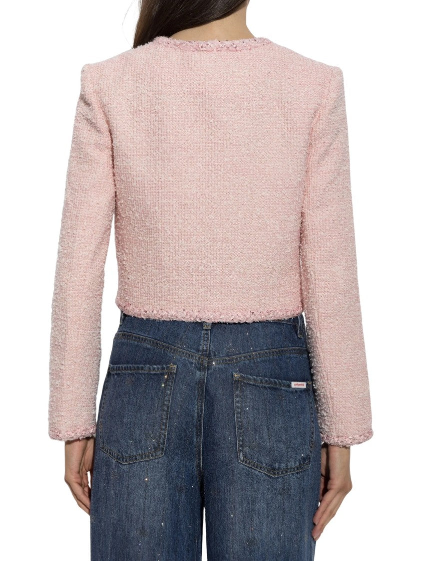 Self-Portrait Pink Cropped Structured Jacket