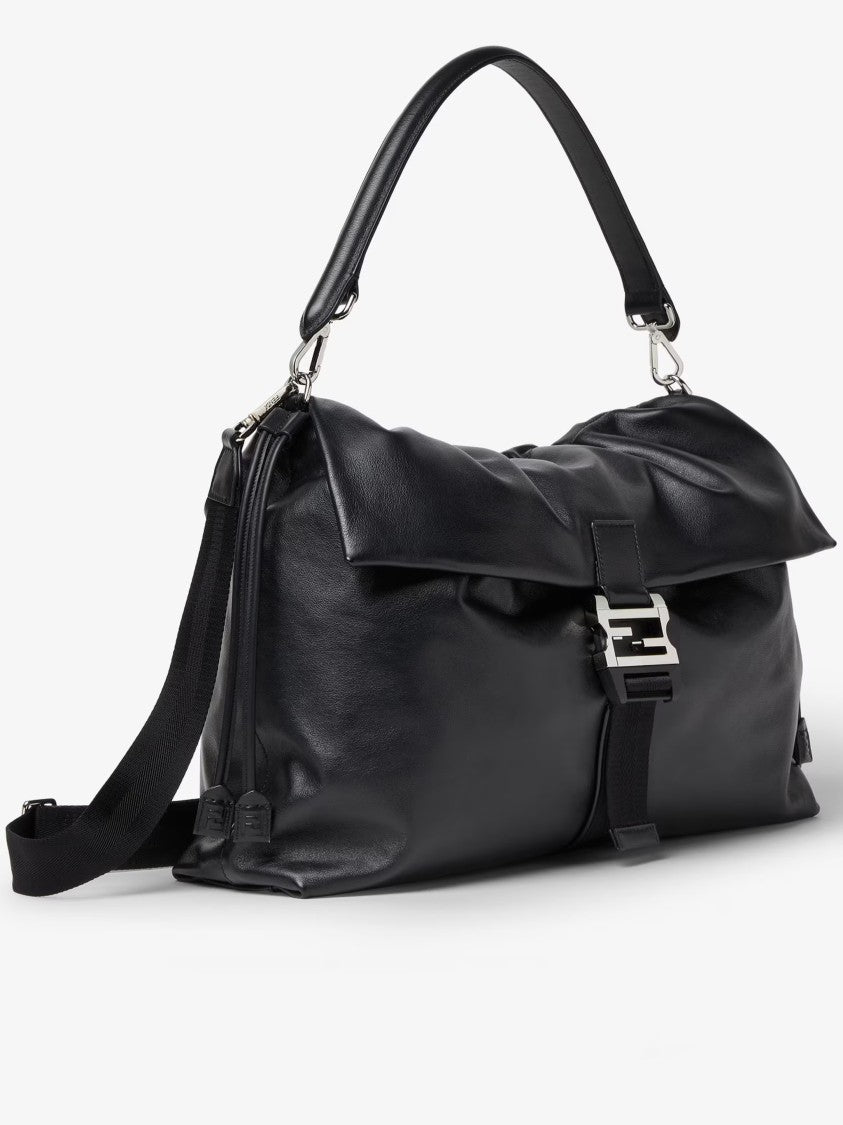Fendi Mamma Baguette Ruched Flap Leather Bag