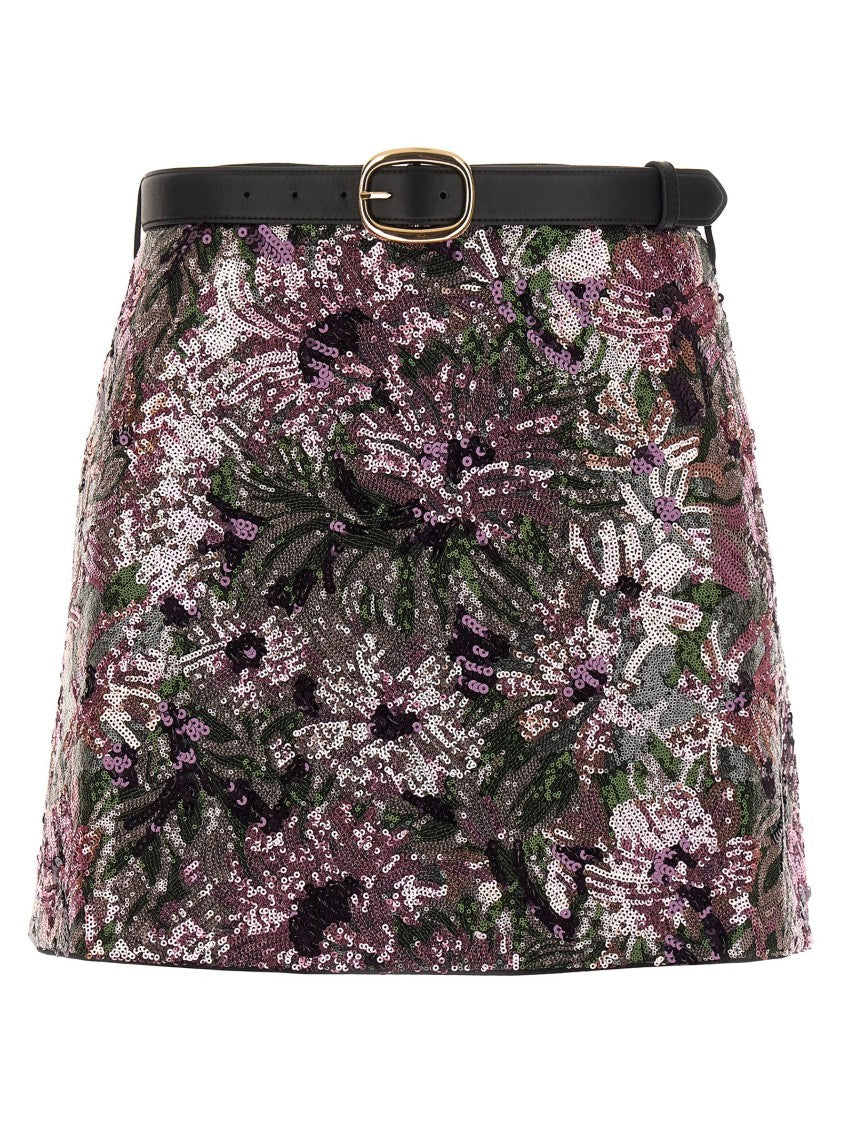 Self-Portrait 'Floral Sequin Mini' Skirt