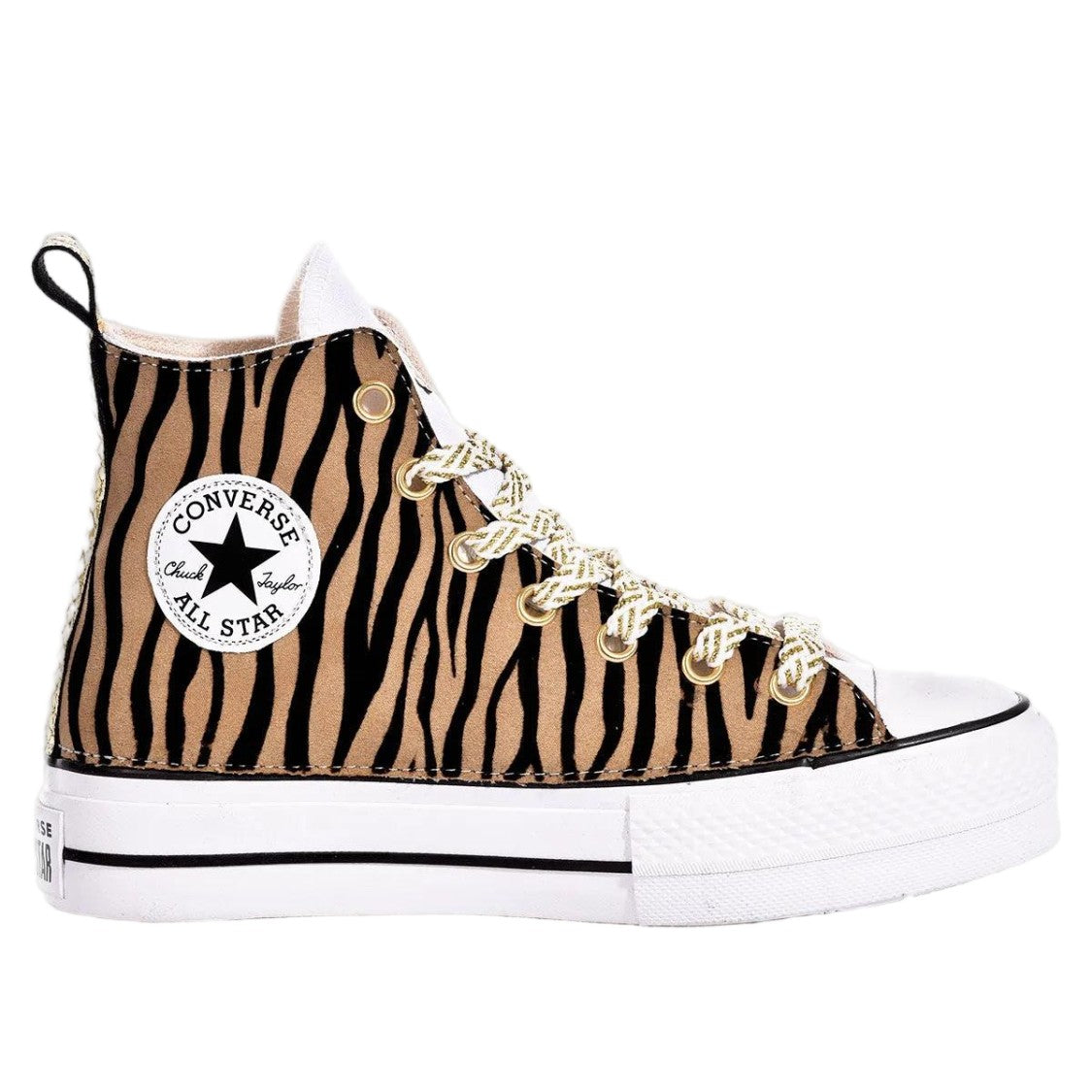 Converse Gold Handmade Zebra Glam Suede Sneakers