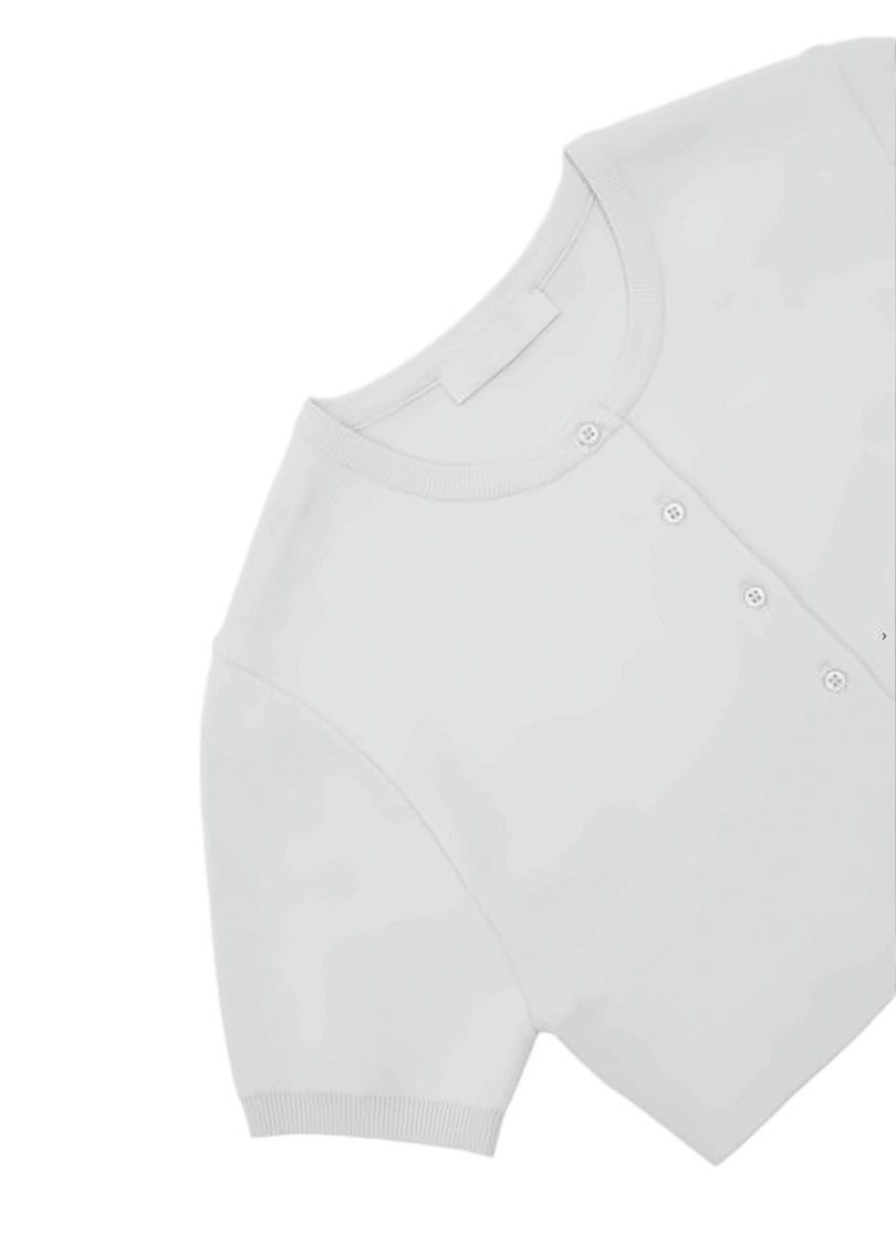 Amomento Cropped Cardigan With Button-Down Front