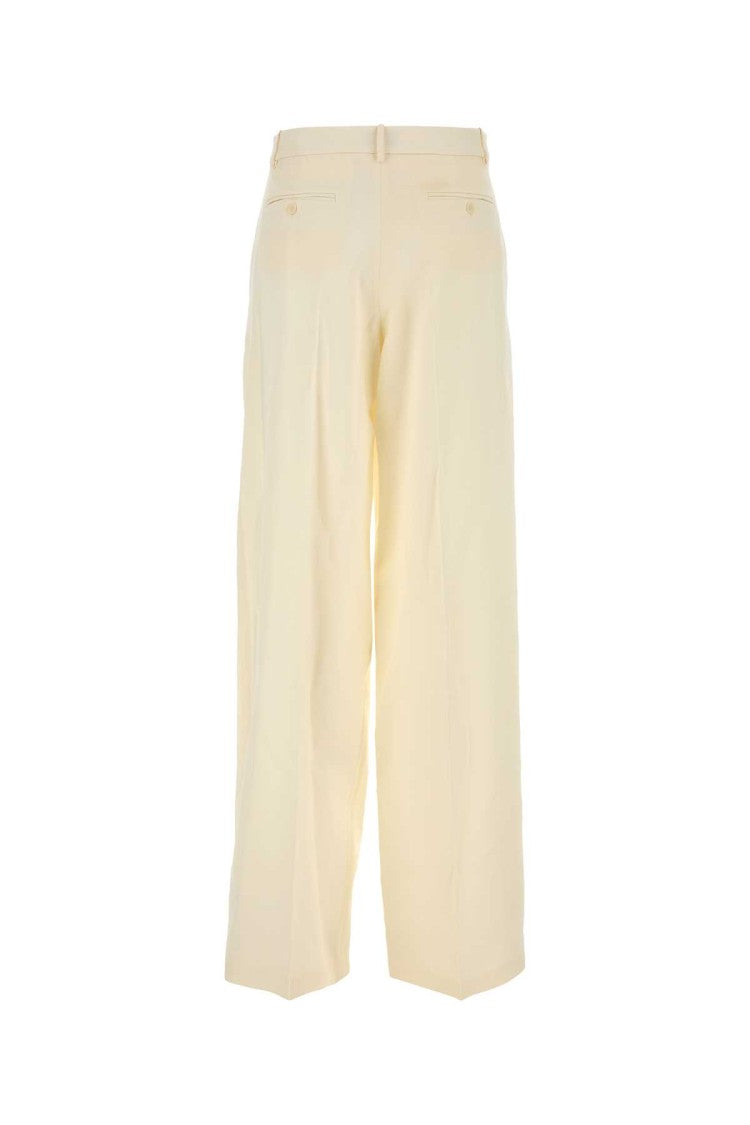 Magda Butrym Cream Wool Blend Wide-Leg Pant