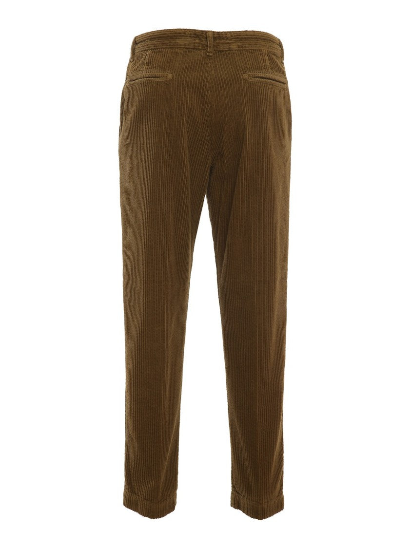 Massimo Alba Light Brown Corduroy Pants With Waist Strap
