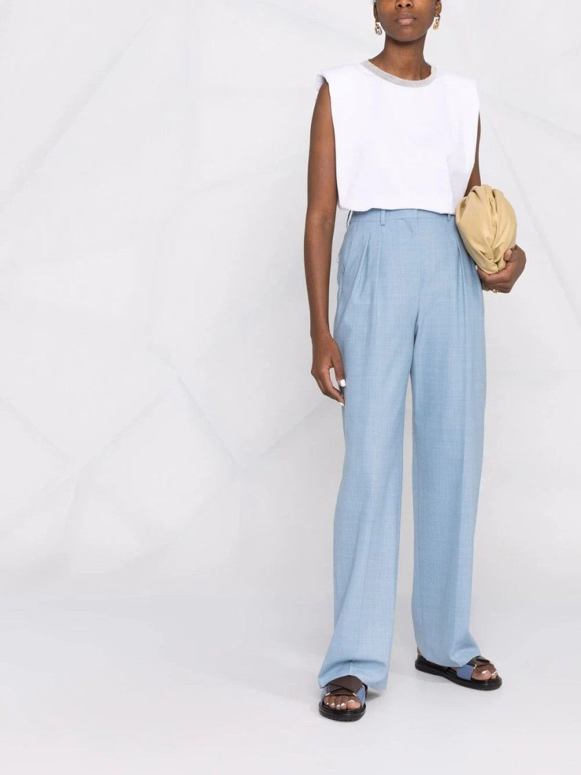 Fabiana Filippi Sleeveless White Top With Metallic Trim And Broad Shoulders