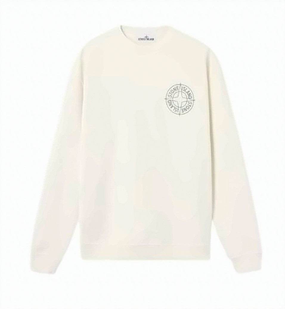 Stone Island Cotton Fleece Oversized Crewneck Sweatshirt With Minimalist Emblem
