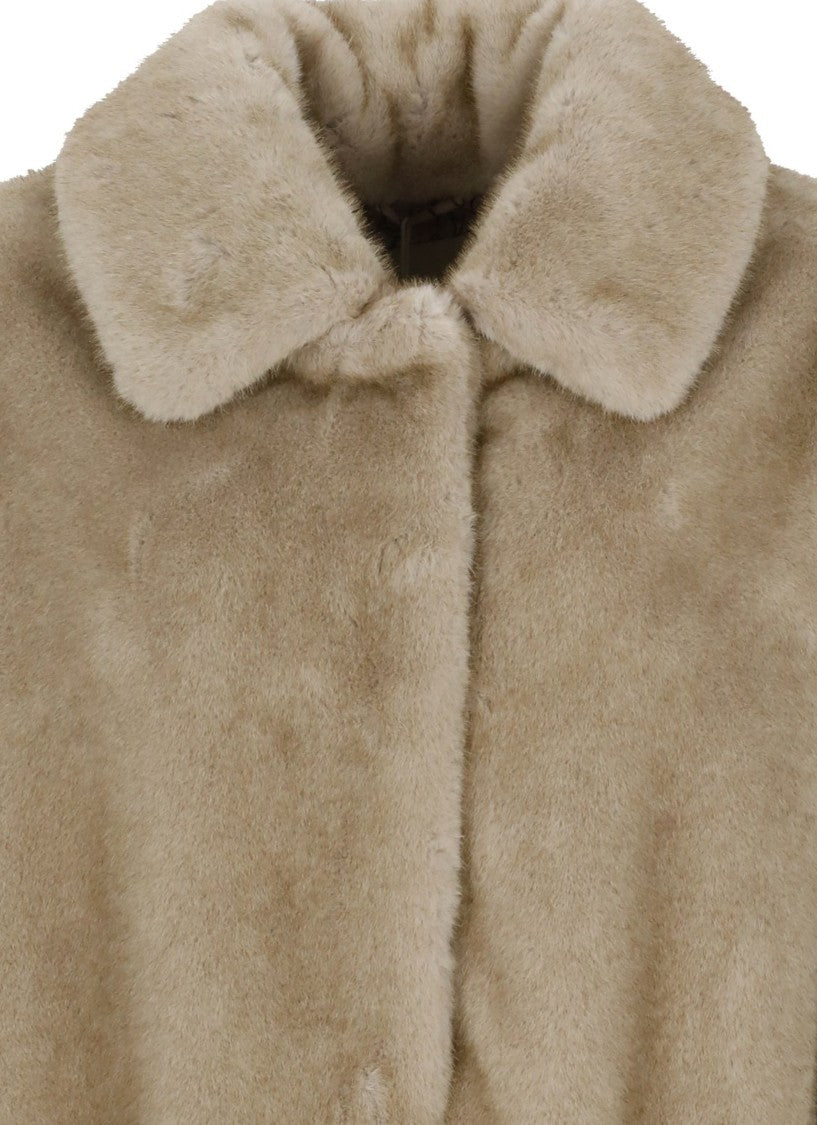 Herno Beige Faux Fur Coat