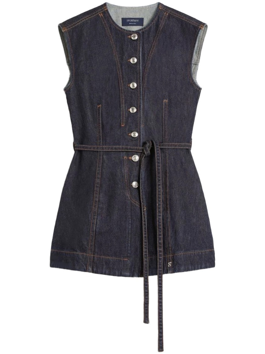 Max Mara Sleeveless Denim Top With Structured Design