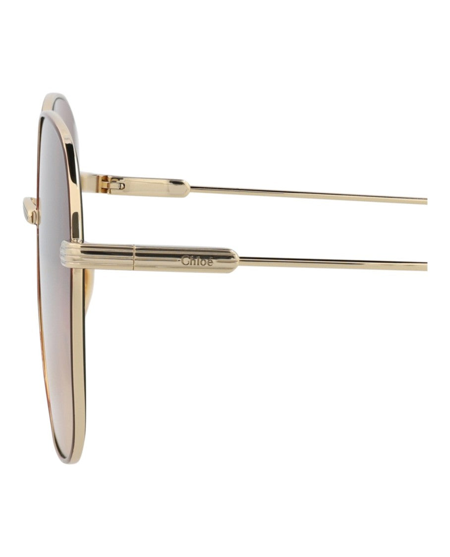 Chloé Square-Frame Metal Sunglasses With Gradient Lenses And Adjustable Nose Pads