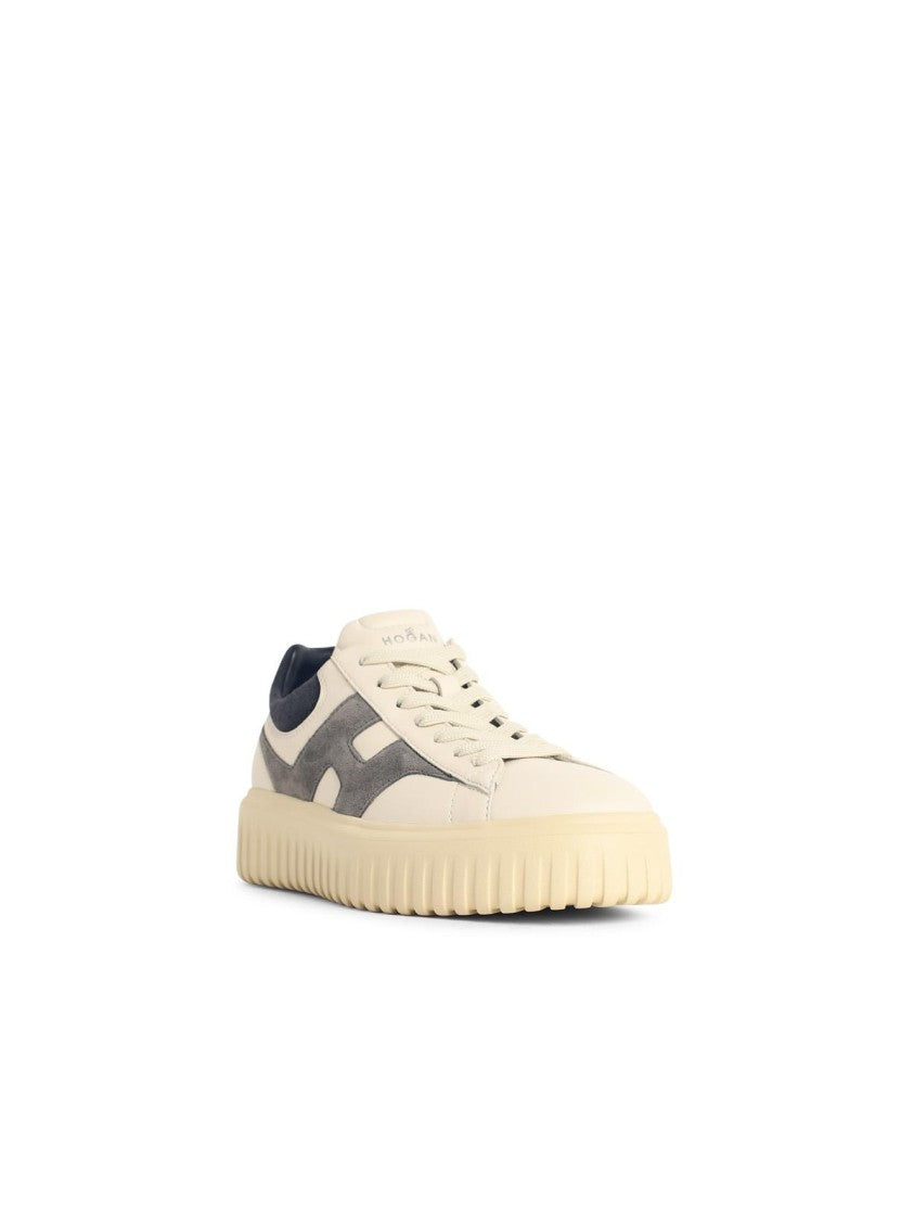 Hogan 'H Stripes' White Leather Sneakers