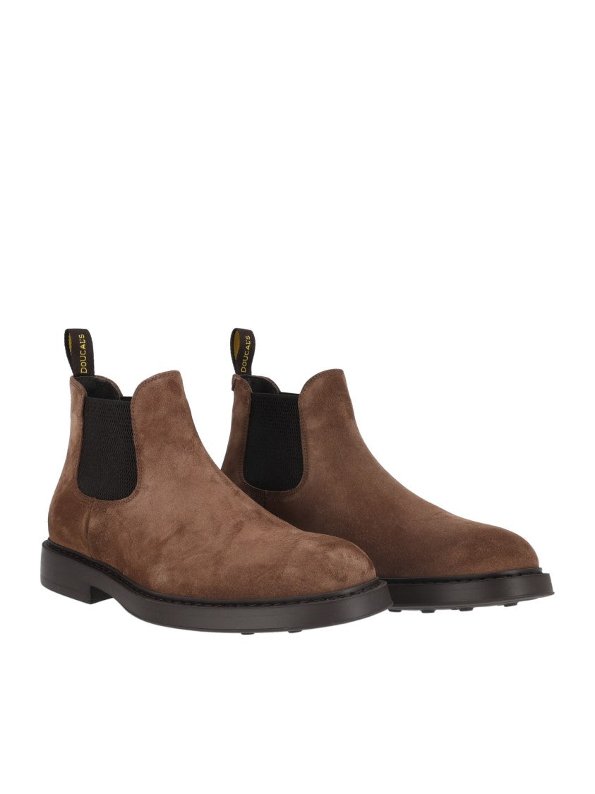 Doucal's Brown Beatle Elastic Suede Ankle Boots