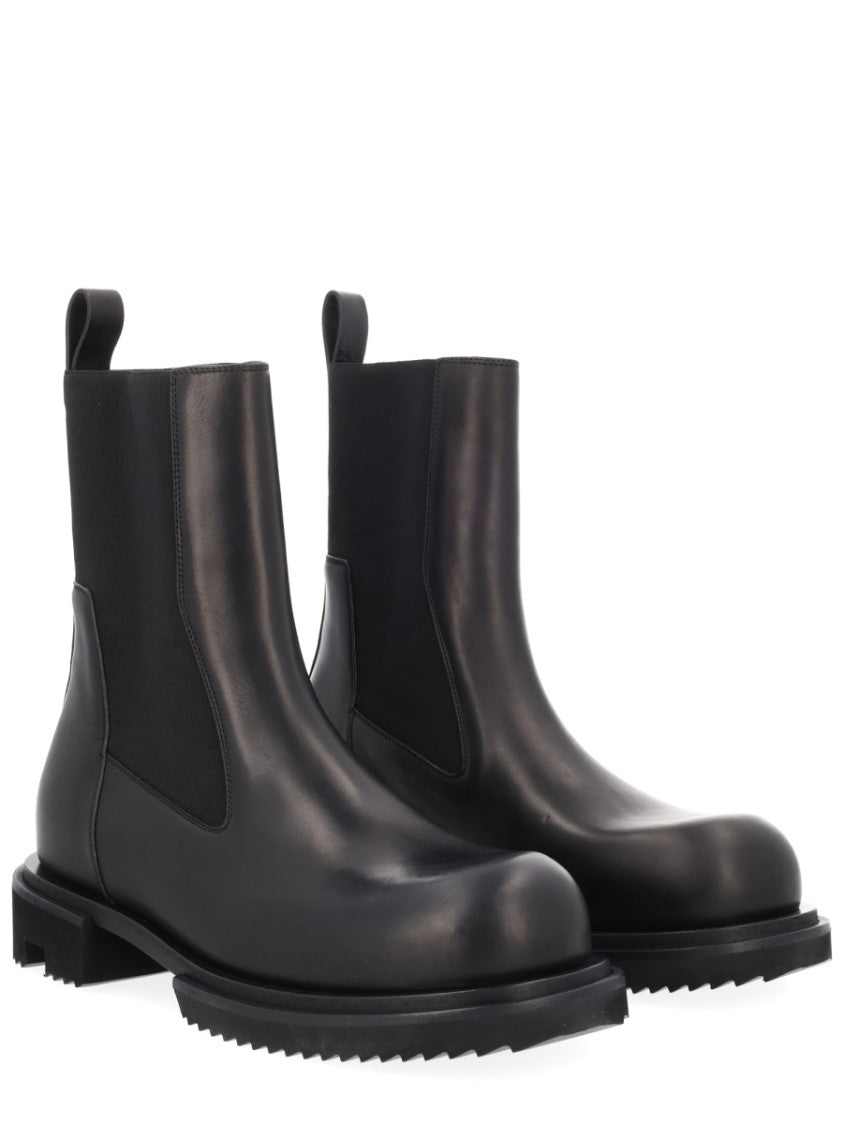 Rick Owens Black Beatle Gabe Ridged Sole Boots
