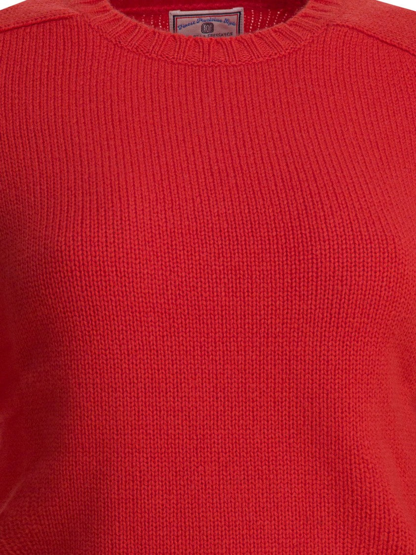Ines De La Fressange Classic Red Knitwear With Ribbed Details