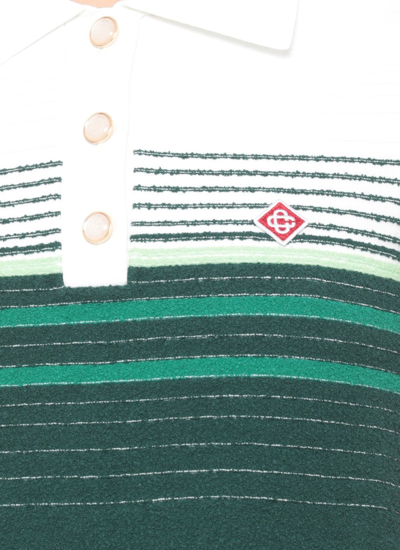 Casablanca White Boucle Stripes Polo Shirt
