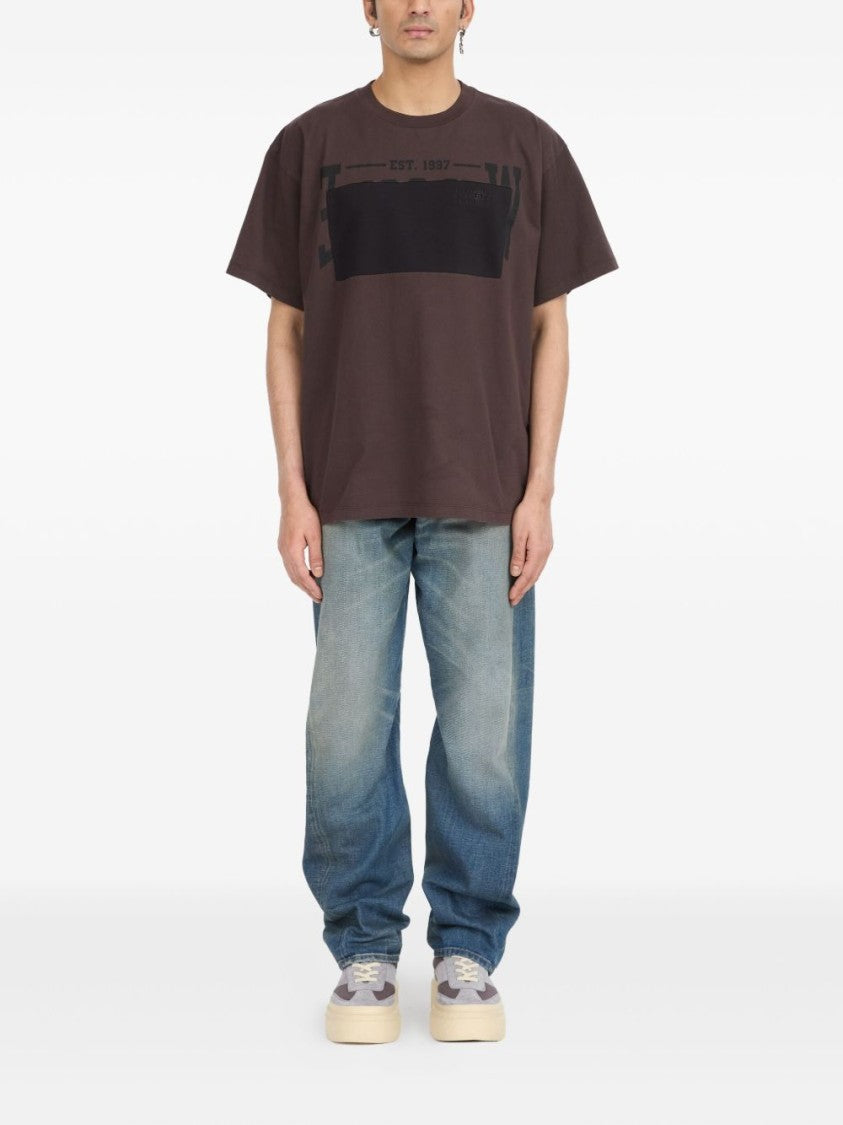 Mm6 By Maison Margiela Brown Relaxed-Fit T-Shirt With Graphic Detail