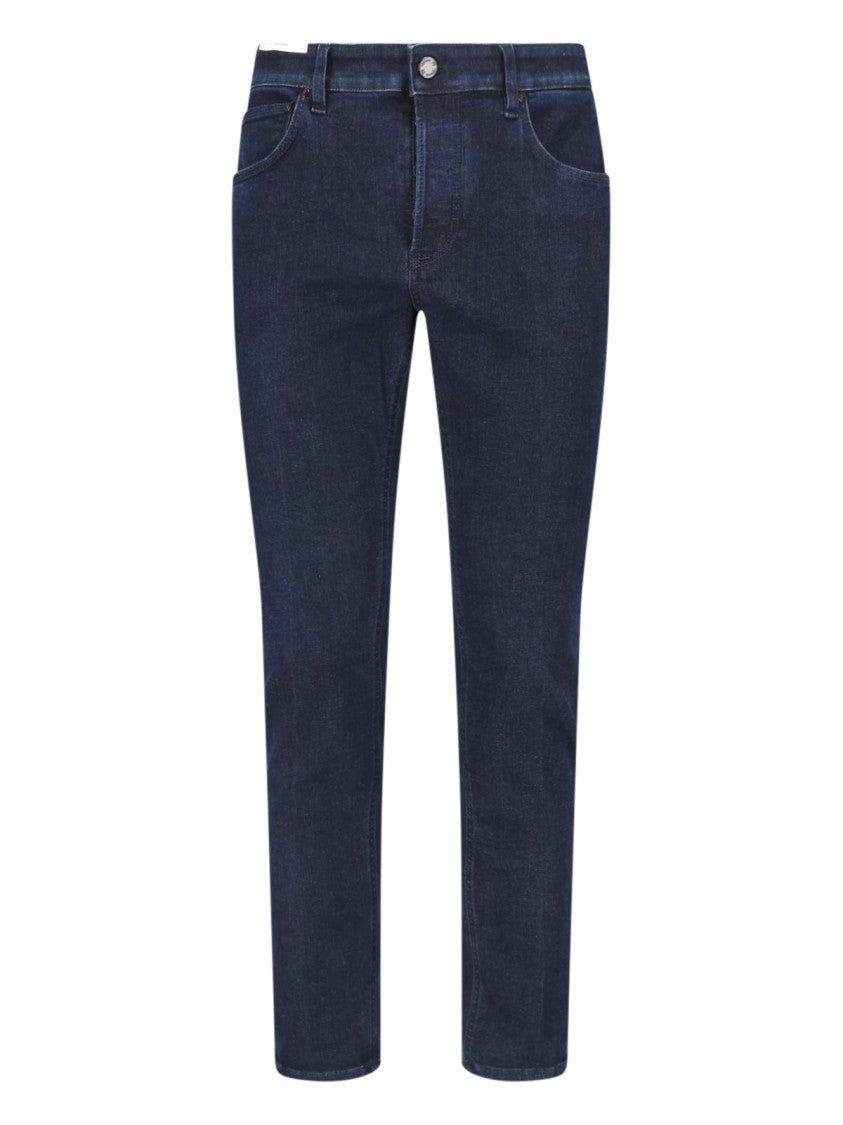 Pt Torino Dark Blue Cotton Denim Straight-Leg Jeans
