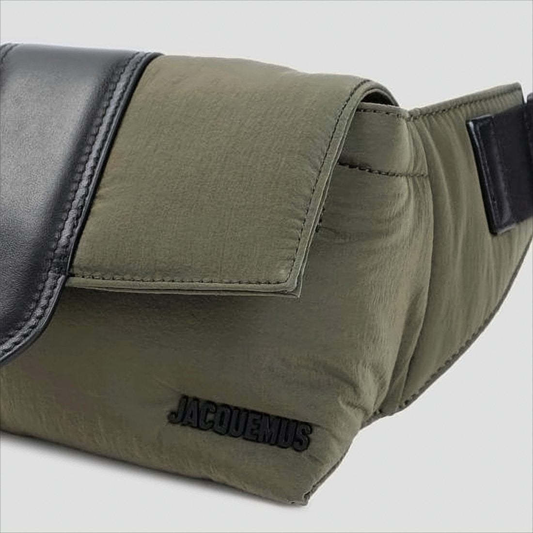 Jacquemus Structured Green Polyamide Belt Bag With Leather Accents