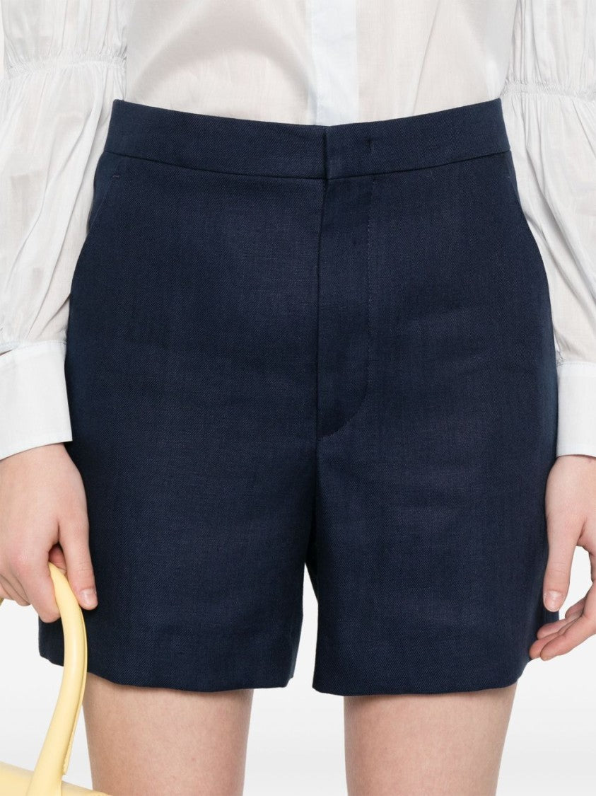 Tagliatore Navy Blue Linen Tailored Belle Shorts