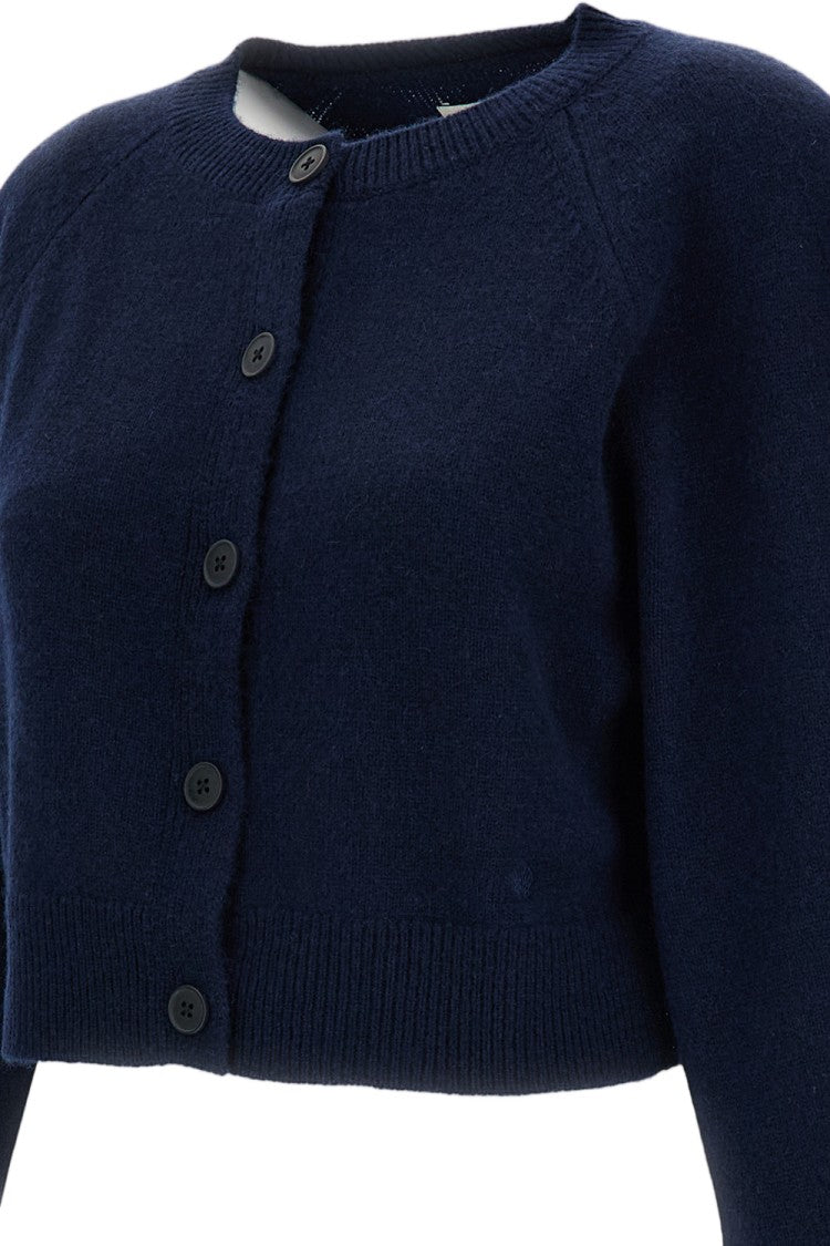Loulou De Saison Blue Cashmere Cropped Heike Cardigan