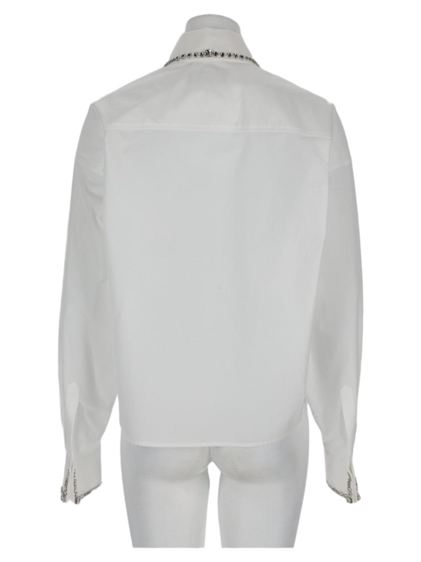 Fabiana Filippi Cropped Embellished Collar White Cotton Shirt