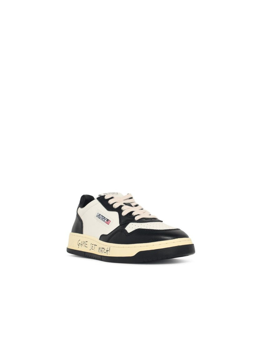 Autry 'Medalist Low' Black And White Leather Sneakers