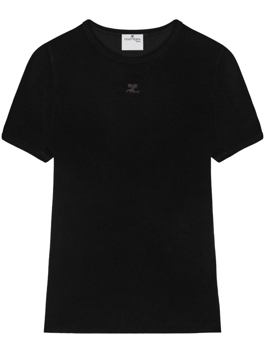 Courrèges Baby Spongy Black Cropped T-Shirt