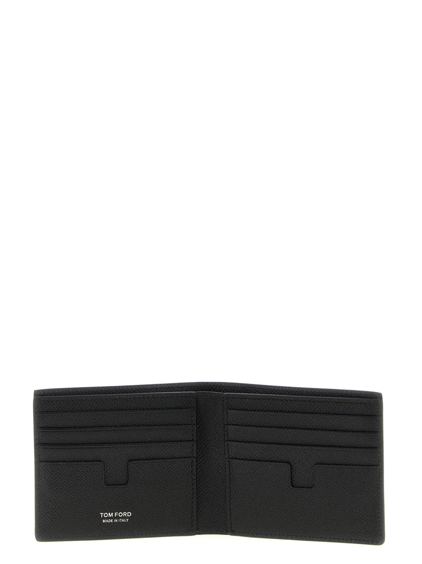 Tom Ford Textured Black Bifold Wallet With Silver Logo