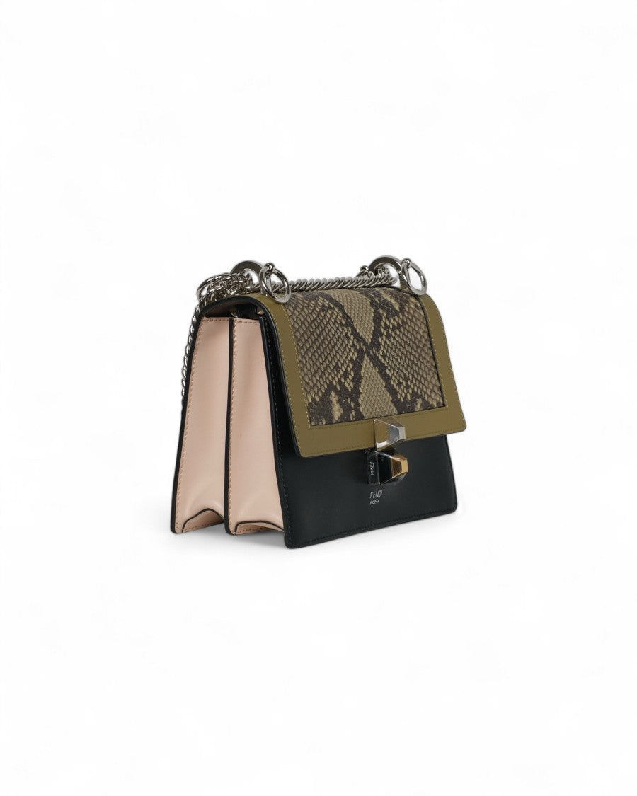 Fendi Tricolor Small Handbag With Python Detail And Chain Strap