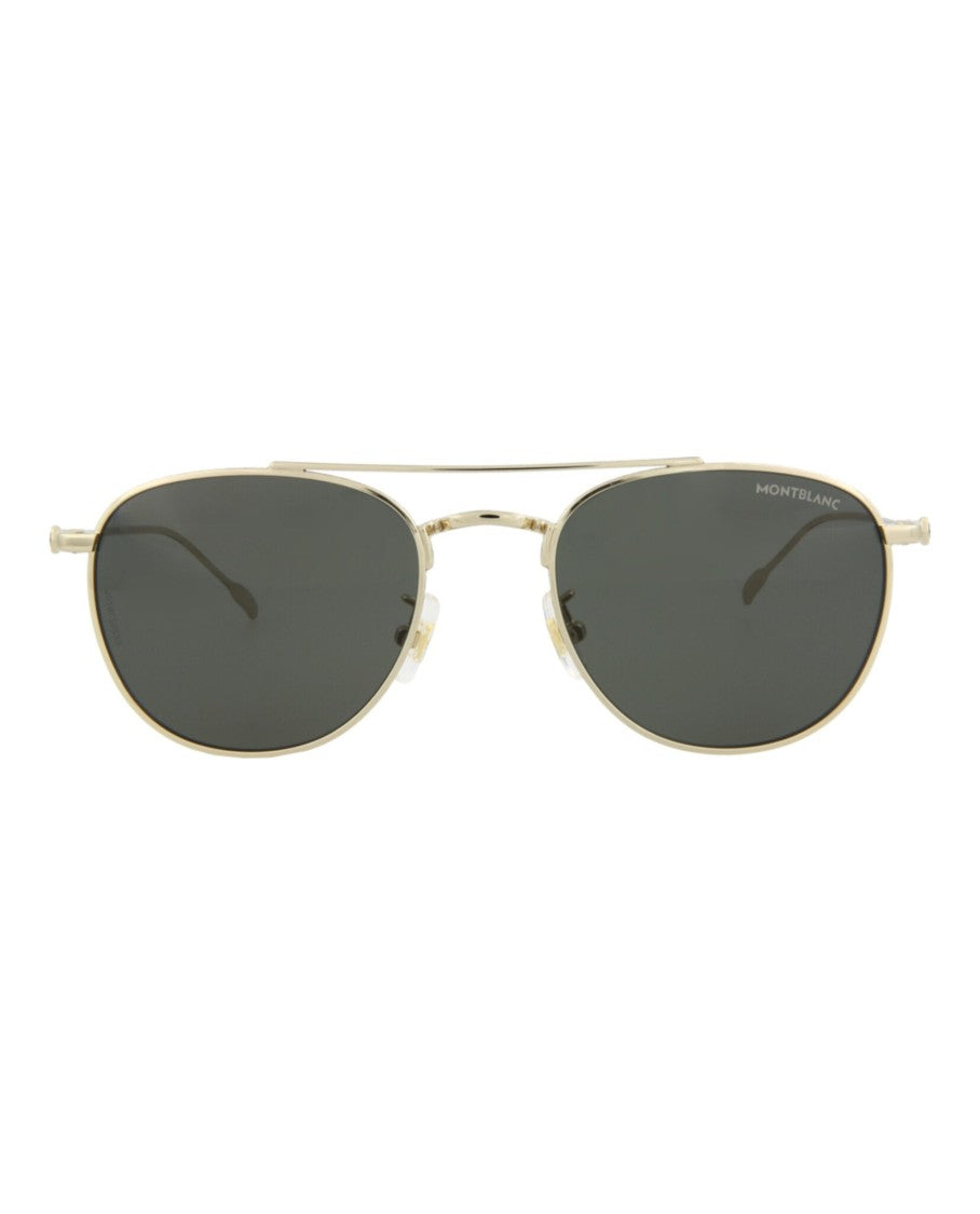 Montblanc Aviator-Frame Metal Sunglasses With Adjustable Nose Pads