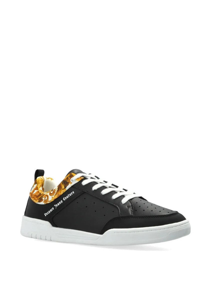 Versace Jeans Couture Black Baroque Detail Classic Sneakers