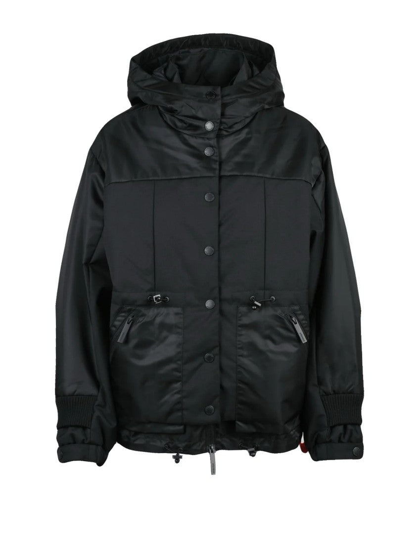 After Label Boxy Black Brennero Jacket With High Collar And Contrast Panels