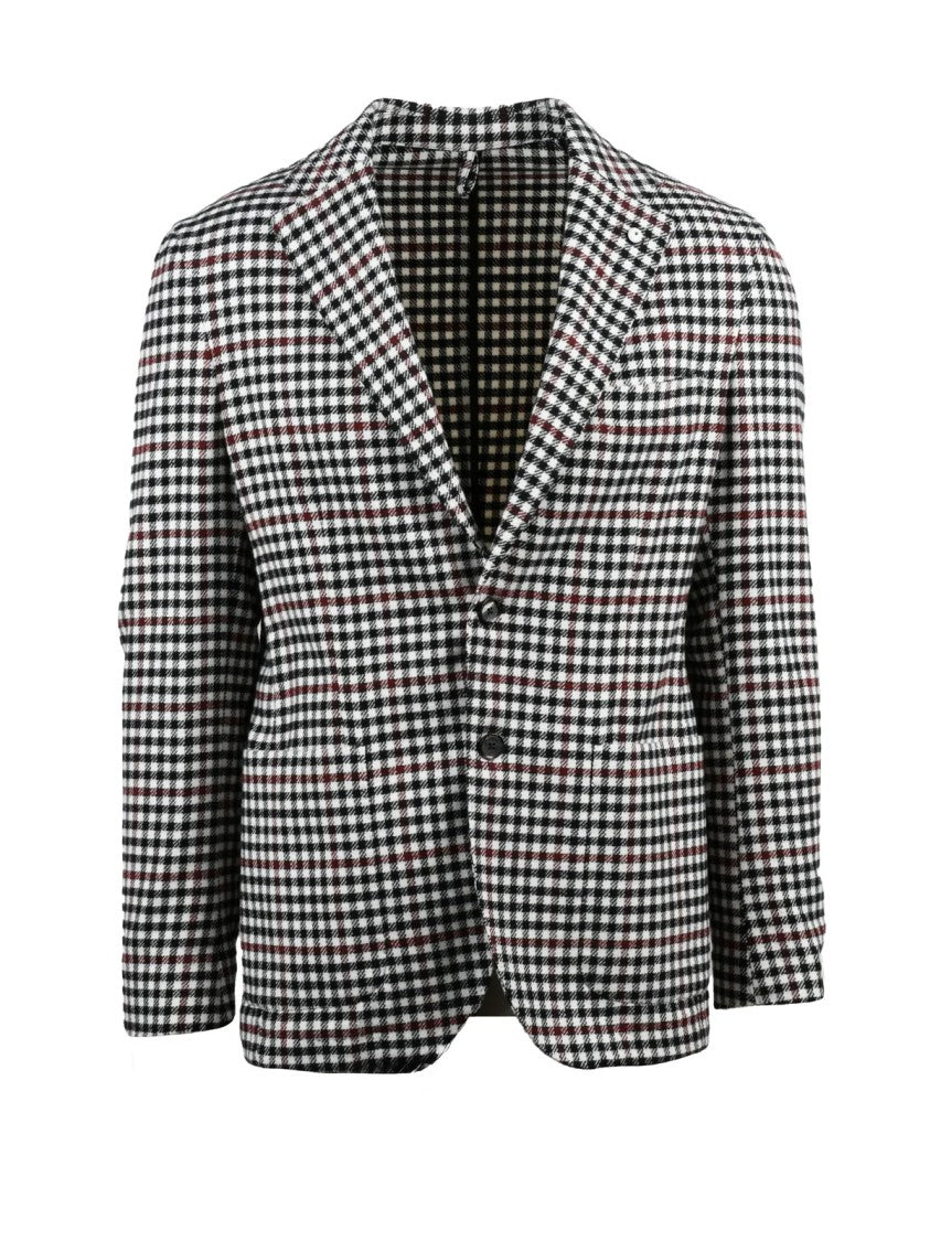 L.B.M. 1911 Rounded Checkered Jacket With Button Closure And Tailored Fit