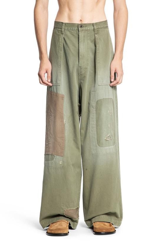 Kapital Loose-Fitting Patchwork Straight Pants With Vintage Aesthetic