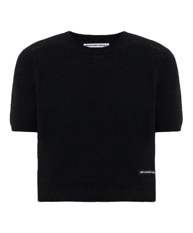 Alexander Wang Ss Cropped Crewneck Tee With Knit Logo Label