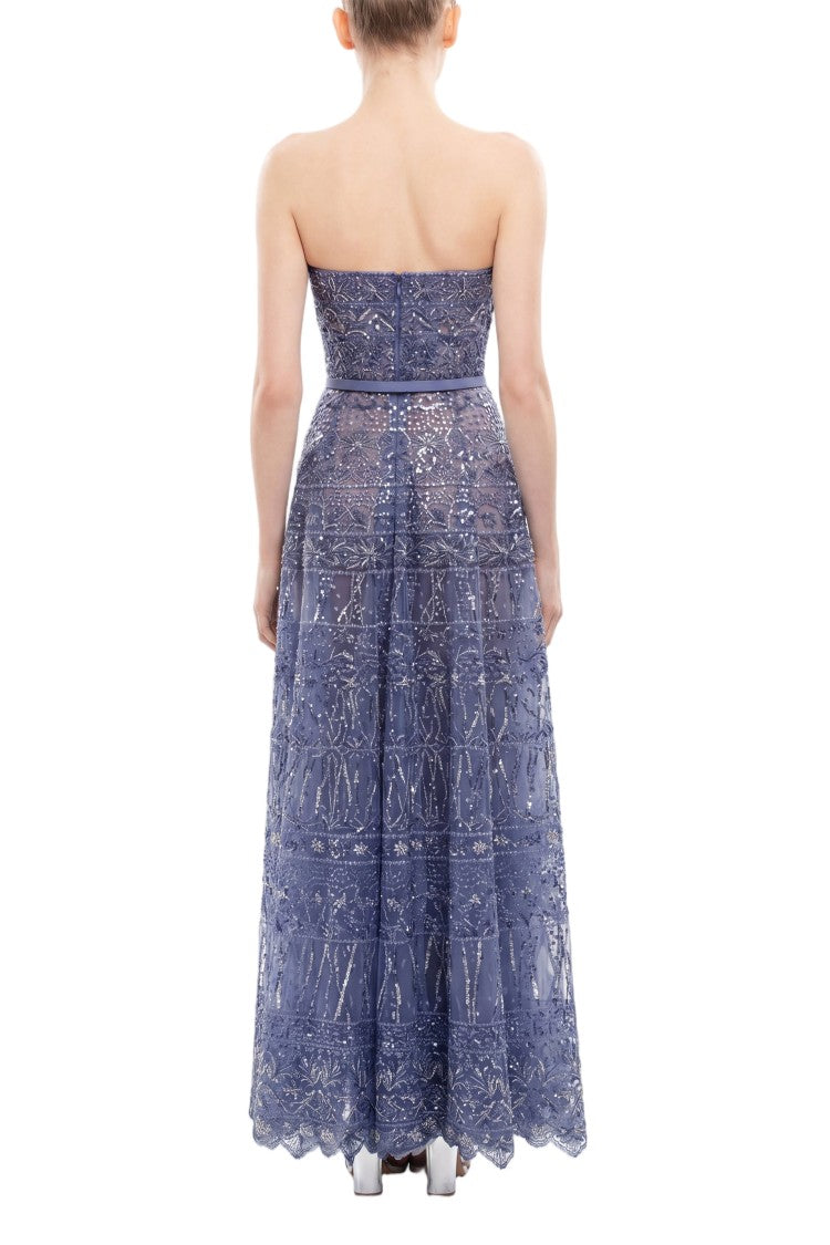 Saiid Kobeisy Strapless Beaded Tulle Dress