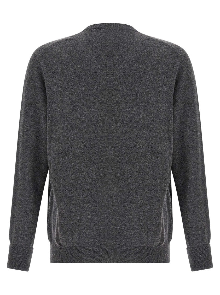 Ballantyne V-Neck Cashmere Sweater With Cuffed Sleeves