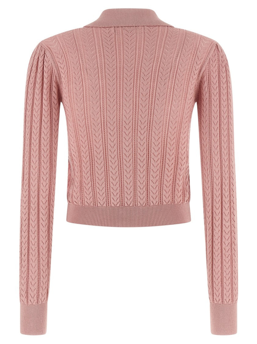 Alessandra Rich Openwork Cashmere Blend Knit Cardigan