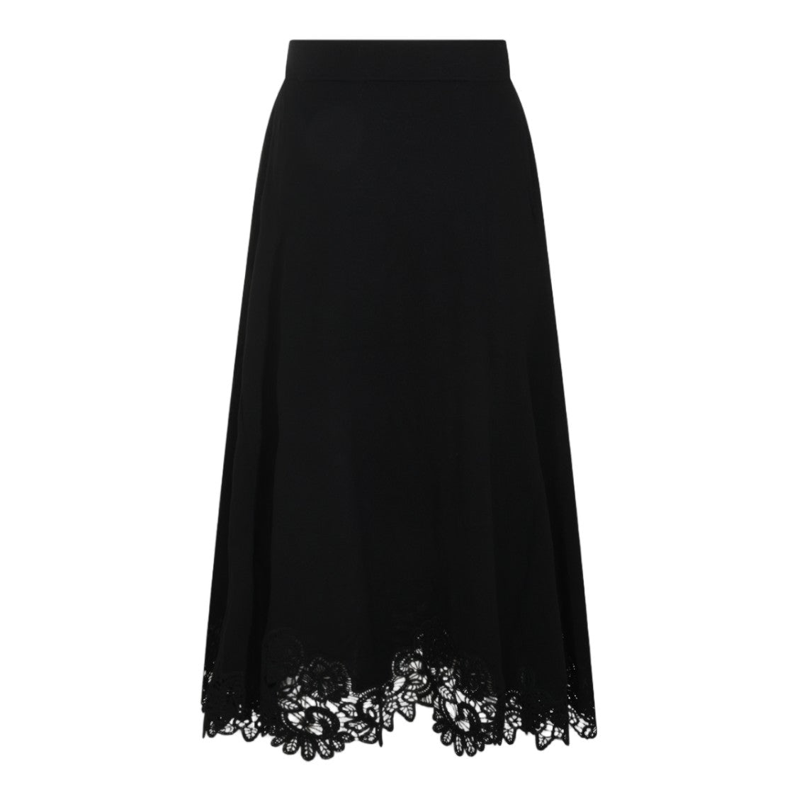 Zimmermann Black Intricate Lace Midi Skirt