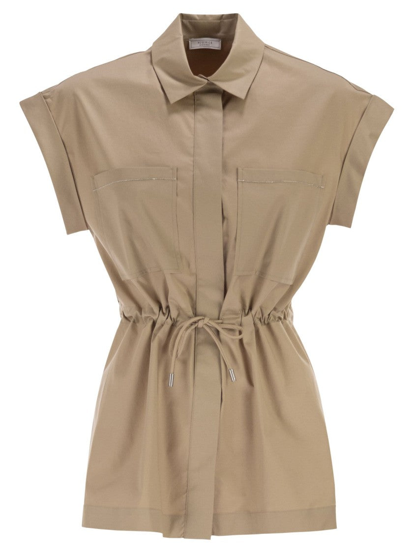 Peserico Stretch Cotton Blouse With Drawstring Waist