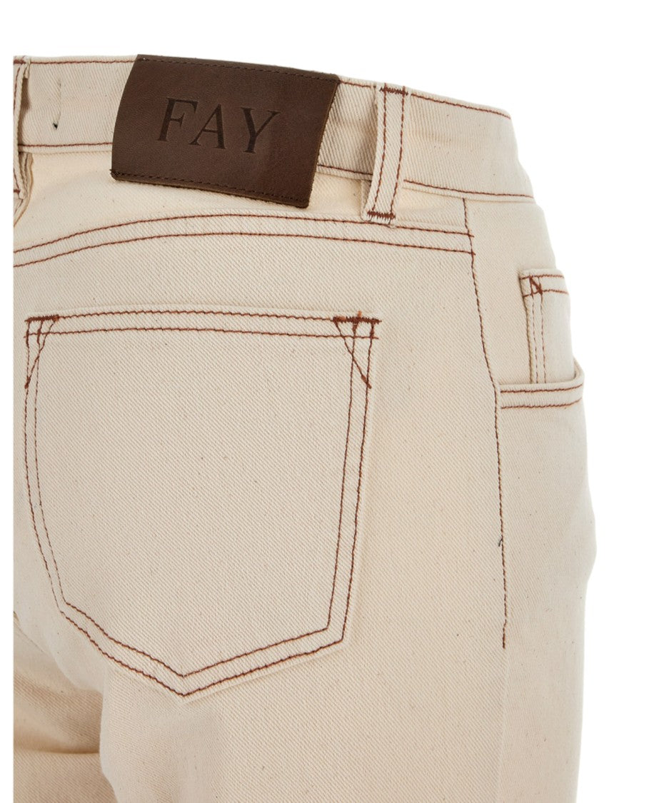 Fay Skinny Five-Pocket Jeans With Frayed Hem