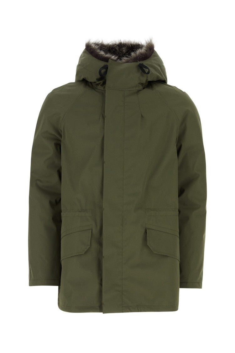 Yves Salomon Green Rabbit-Fur Trim Parka With Hood