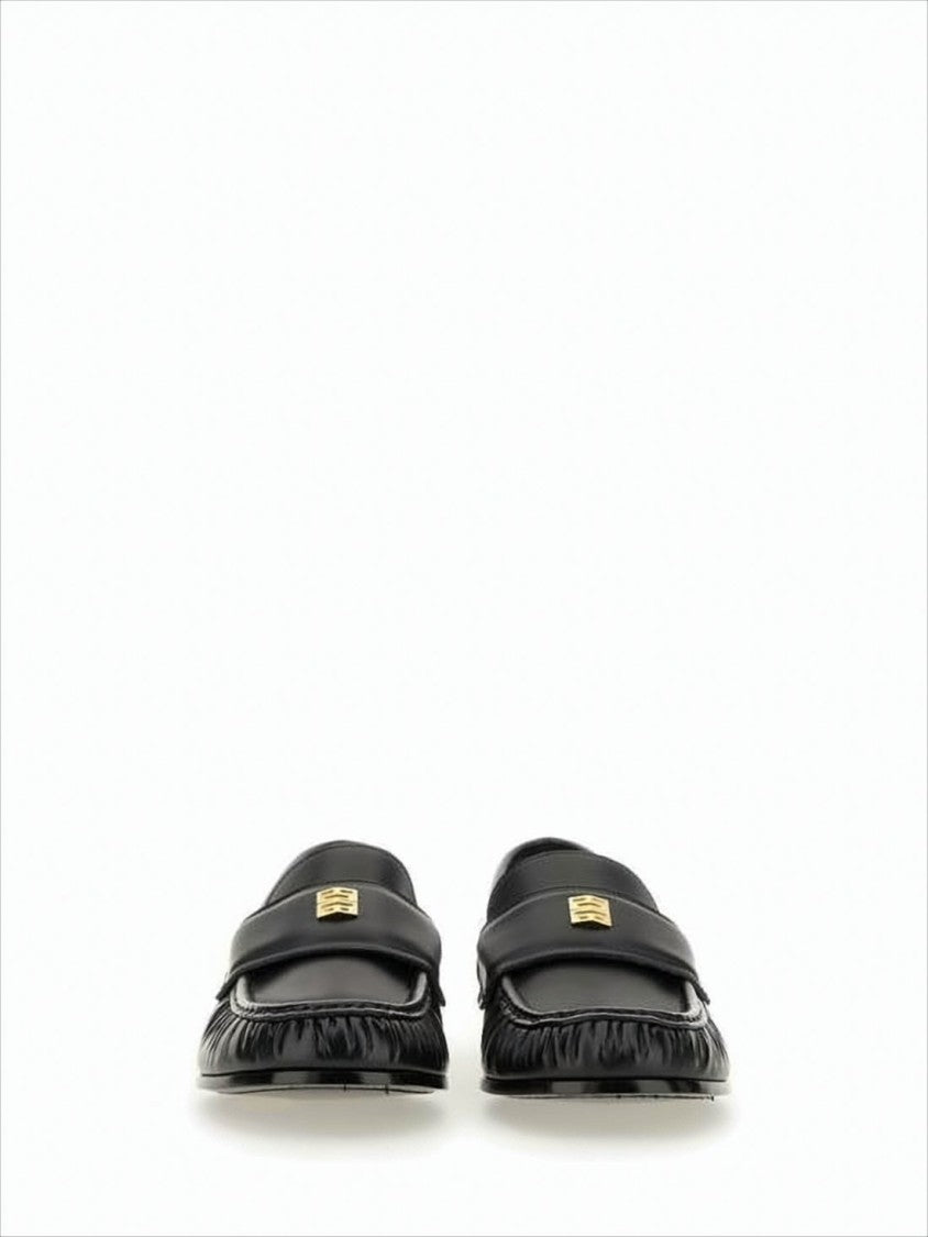 Givenchy Black Lambskin Loafers With Moccasin Toe And Gold Emblem